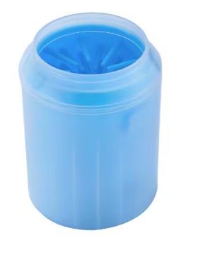 Vaso limpiador de patas Limpo azul sobre fondo blanco